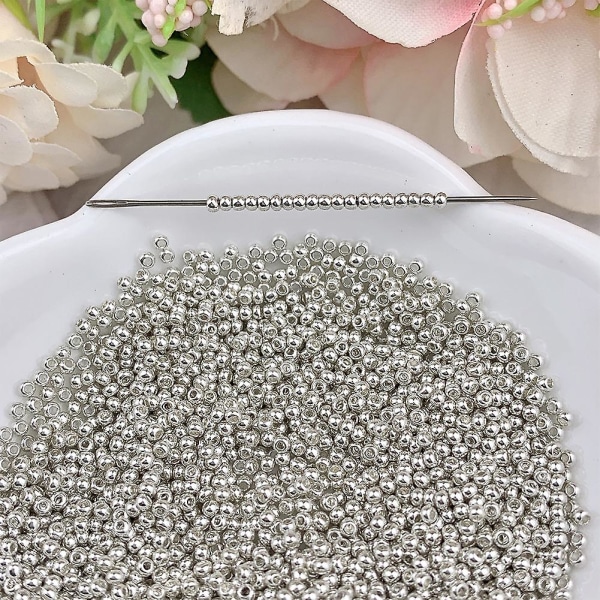 100 g glatte løse sølvperler Gjør-det-selv-runde avstandsstykker Håndarbeid dekorasjonsanheng