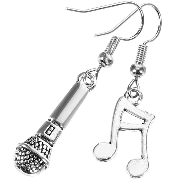 Mikrofon Dangle Øreringe 1Par Sølvlegering Dekorative Øreringe til Pige Alsidig Styling Silver 4.30X0.80X0.60CM