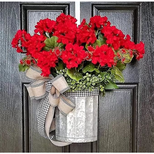Geranium spand krans dekorativ guirlande, hjemme dør og vindue dekorativ krans, velkommen smukt forår 1 stk rød