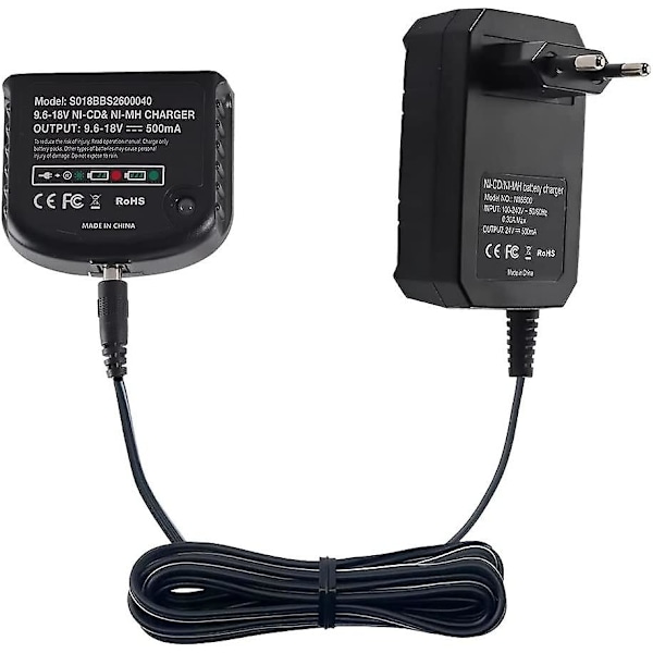 Reservedel oplader kompatibel med Black & Decker 9.6v 12v 14.4v 18v Nicad Nimh batteri Hpb18-ope Hpb18 Hpb14 Hpb12 Hpb96 244760-00 A1718 Fsb18
