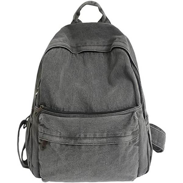 Canvas Ryggsäck Lätt Resa Dagryggsäck Student Ryggsäck Laptop Ryggsäck Denim Medium Handväska för Kvinnor Blå (10)