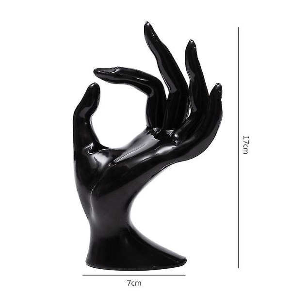 Mannequin Hand Pvc smykkestativ kvinnelig mannequin håndsmykker Svart håndsmykker Display Stand Ok formet håndringholder for dis