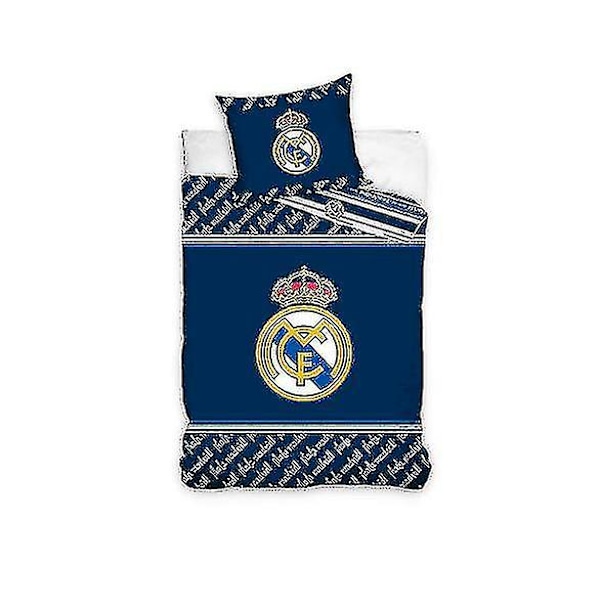 Real Madrid Club Crest 100% puuvillasta valmistettu yhden hengen peitto- ja tyynyliinasetti