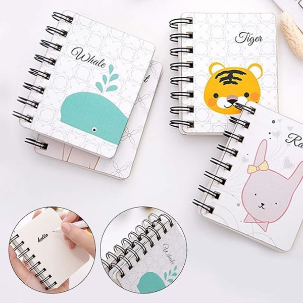 Lille Mini Spiral Notesbøger Sød Daglig Planlægger Bærbar Mini Spiral Notesbog Journal Dagbog Lomme Notesblok Memo Pads til Hjem Skole Rejser (Farve: E)