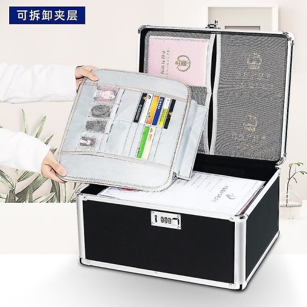 Kombinationslåsbox - 24*15,5*15cm Säkerhetsboxar för pengar, dokument och medicin - Svart
