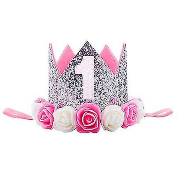 Söta födelsedagsfestdekorationsmössa kronprinsessdiadem elastiskt hårband babykläder håraccessoar babyflicka diadem 1-3 år