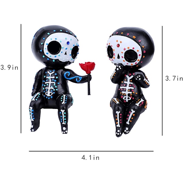 Sugar Skull Pink Par Figur Til Death Resin Samleobjekt Par Mini Dekorativ Statu