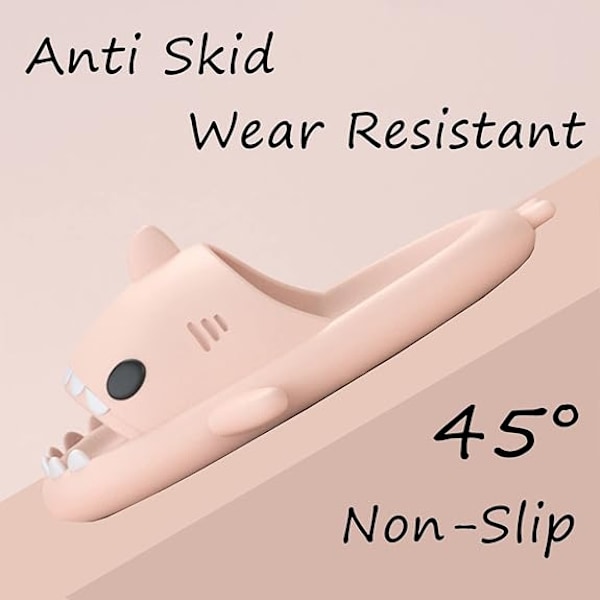 Flip-flops i form av tecknad haj, halkfria tjocksulade strandflip-flops, snabbtorkande roliga pooltofflor pink 40/41
