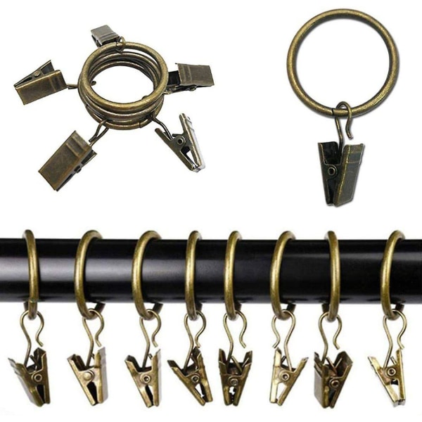 40 stk Gardinringe med clips 32 mm gardinringe med clips Gardinringe Metal Bronze Gardinkrog