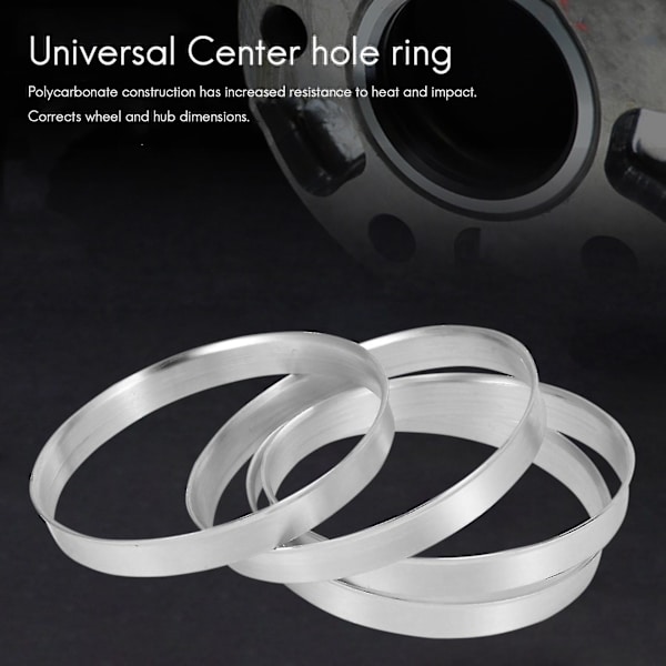 4 stk. Universelle Aluminiumsnavringer Hjulsett 74,1 mm Ytre Diameter 72,6 mm Indre Diameter