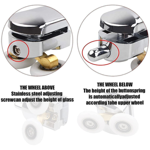 4 stk 23mm dusjrull til skyvedører, hjul til dusjdører, erstatningsrull, løpehjul (2 til