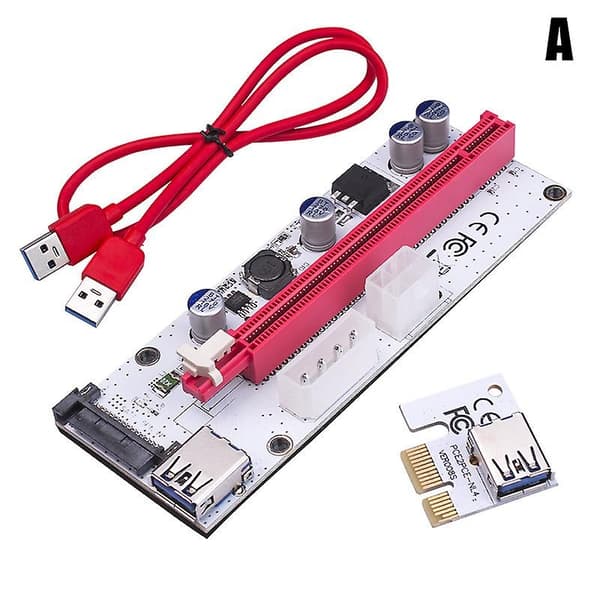 PCI-E PCI Express Riser-kort 1x til 16x USB 3.0 datakabeladapter SATA til 4-pins IDE Molex 6-pins for Bitcoin-utvinning B