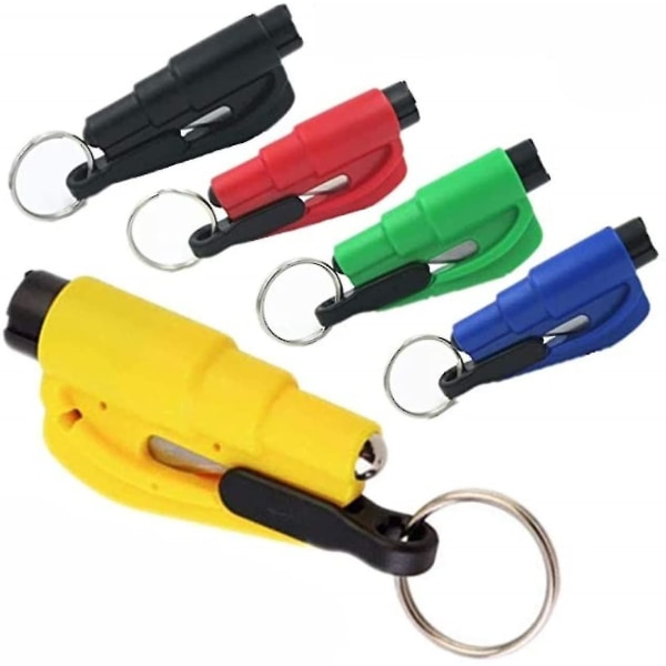 5-pack bilrømningsverktøy Nøkkelring Glass Breaker Sikkerhetsbeltekutter Mini Hammer Nødredningsverktøy