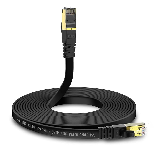 Cat 8 Flat Ethernet-kabel 3m Internett-LAN-kabel 40gbps 2000mhz høyhastighets nettverkspatchkabel Sstp Ethernet-kabel med Rj45 Gold Pl