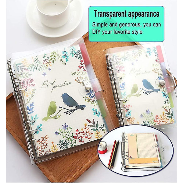 2 st A5 transparent mjuk PVC-anteckningsboksskydd, påfyllningsbar pappers-PVC-pärm, lösblad