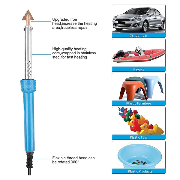 Plasticsvejsning, 80w Plasticsvejsesæt Plastikreparationssæt til bilkofanger med 2 loddekolber