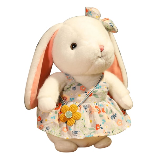 Bunny Plyschleksak Mjukt Bekvämt Plyschtyg Full Fyllning Pp Bomull Vit Bunny Doll Med Blommig kjol Gul 30cm/11.8in Blue 40cm