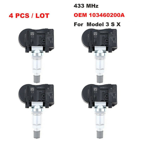 1 sæt af 4 Tpms 433mhz dæktrykssensorer til model S Model X Model 3 1034602-00-a 103460200a