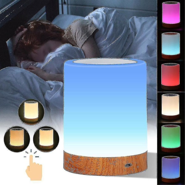 6 Färg LED Nattlampa Sängbord Touch Dimbar Lampa USB Uppladdningsbar