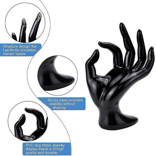 Mannequin Hand PVC Smyckesställ Kvinnlig Mannequin Hand Smycken Svart Hand Smycken Display Stativ Ok Forma Hand Ringhållare För Dis