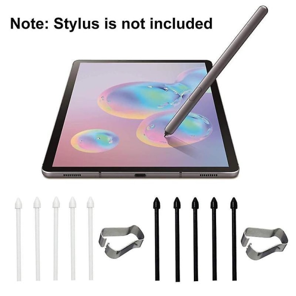 5 stk. Stylus-spissutskiftning Stylus Touch Pen Tip Substite Nib Galaxy Note20/note10/tab S6/tab S White