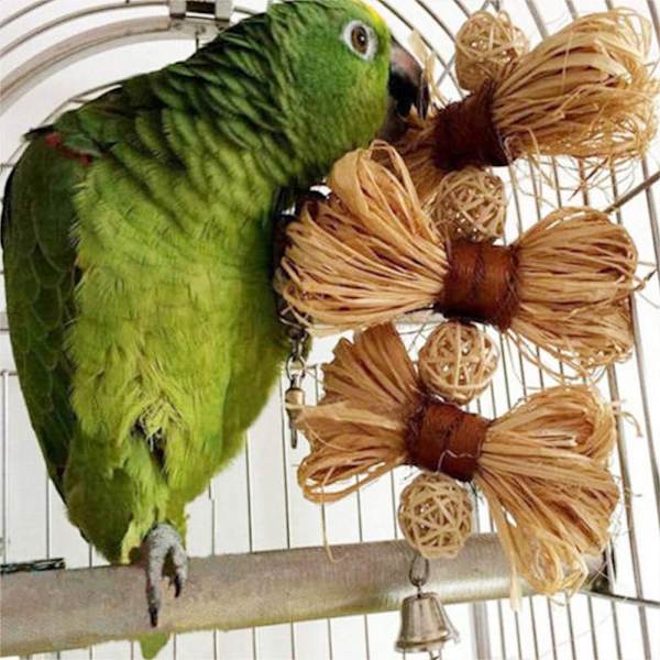Lemmikkilintujen Loofah-Viiniköynnös Rattan-Pallo Kello Keinu Ripustus Häkkeihin Pureskeltava Purra Leikki