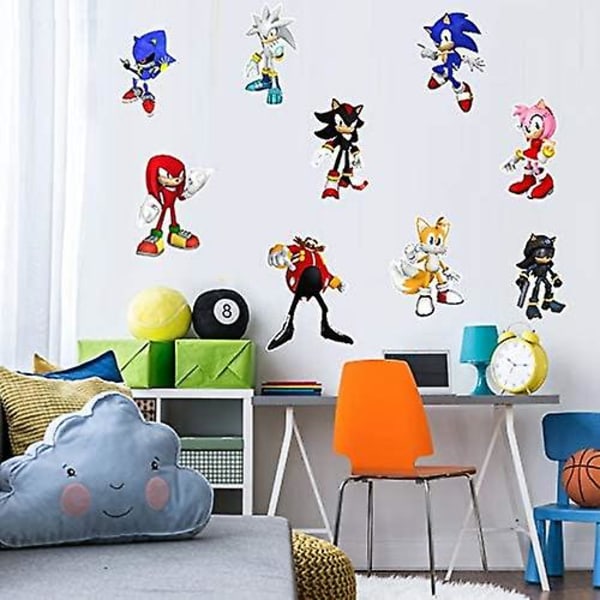 Sonic Game-klistremerke Tegneserie for barn Soverom Bakgrunn Veggdekorasjon Selvklebende veggklistremerke Pvc
