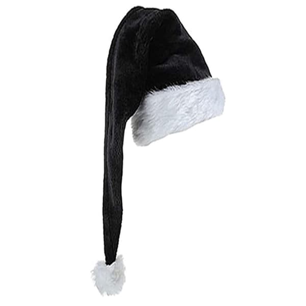 Julehat i fløjl til unisex, behagelig sort og hvid til voksne