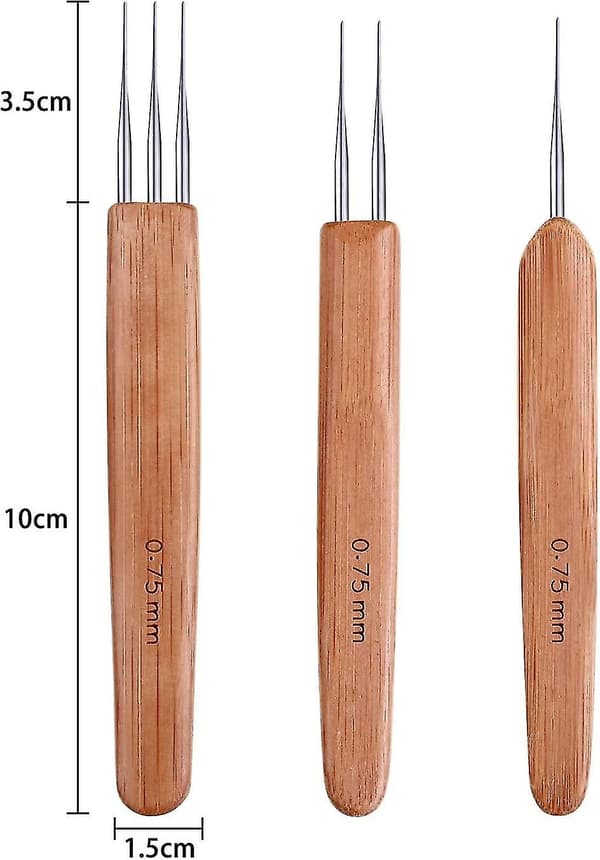Pakke med Bambus Dreadlock-Krog 0,75 mm Dreadlocks-Krog
