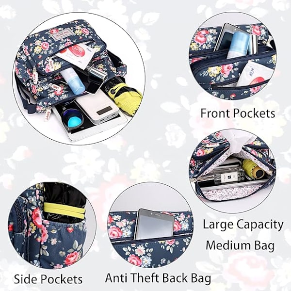 Kvinnors multi-ficka casual crossbody handväska vattentät axel nylon väska