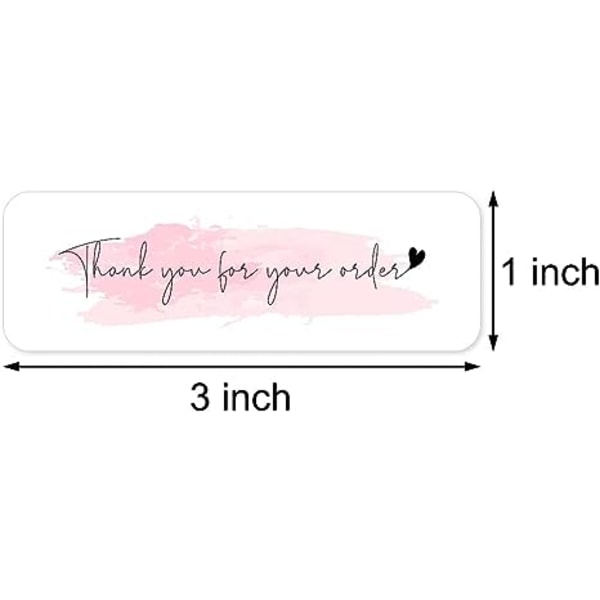 2 rullar 2,54 cm x 7,62 cm Tack för din beställning klistermärke, rosa dekorativa sigill klistermärke för frakt, dekoration, present, förpackning, 120 etiketter per rulle