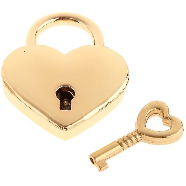 Lille metal hjerteformet hængelås minilås med nøgle til opbevaringsboks til smykkeskrin