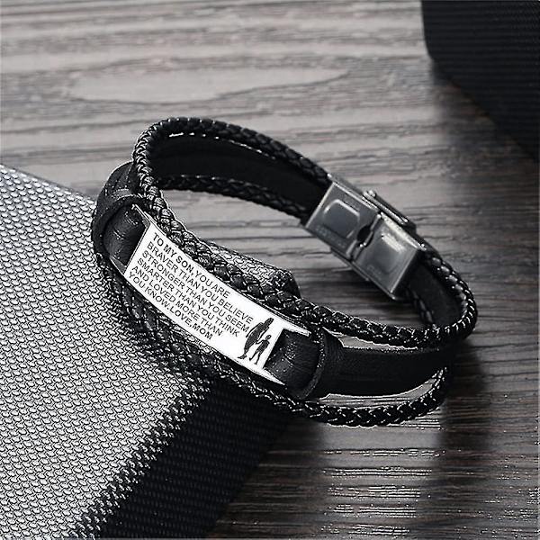 Til min søn Justerbare læderarmbånd Wristband Fødselsdag Graduering--