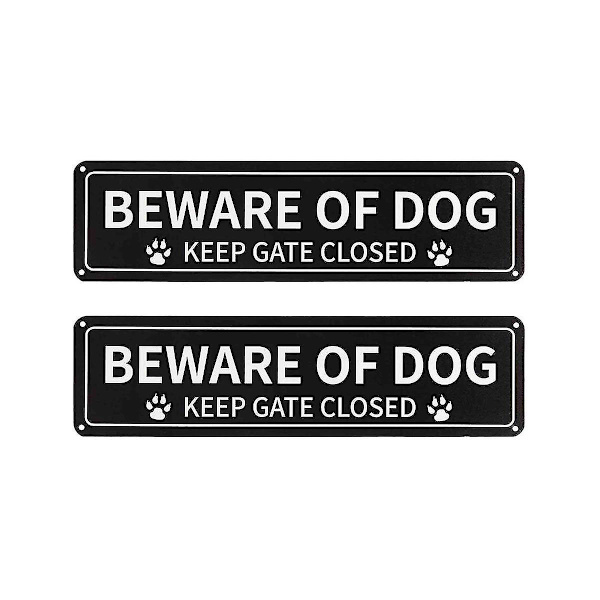 2-pack Varningsskylt för hund, 12 x 3 tum rostfritt .040 aluminiumskylt, reflekterande, blekningsbeständig, UV-skyddad