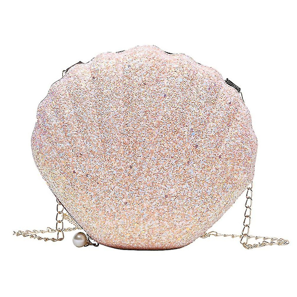Kvinnor Flickor Glitter Paljetter Snäckskal Cross-body Väska Kedja Axelväskor Mini Pärla Skal Handväska Kväll Koppling Väska