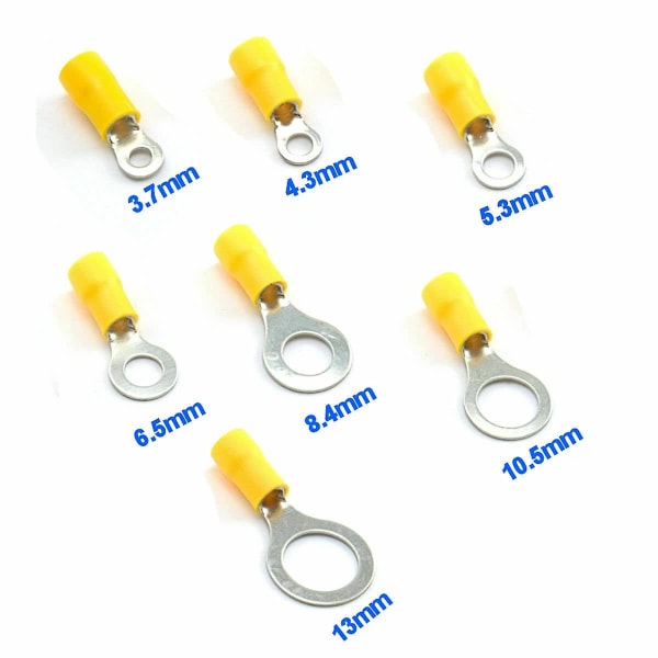 25 stykker gul 10,5 mm isolert krympering Elektrisk koblingsklemmekoblinger
