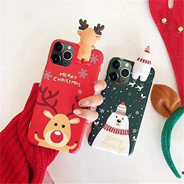 Julskal för iPhone 11 Pro Max, God Jul Mjuk Silikon TPU 3D Söt Snögubbe Tomte/Älg Mönster Vacker Söt Premium Flexibel Skyddande Skal