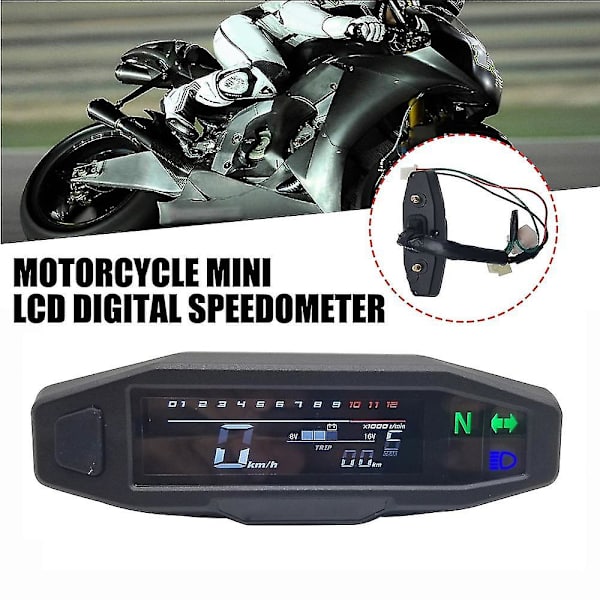 Universal Motorcykel LCD Digital Speedometer Mini Motorcykel Måler Forgaser Måler Motorcykel Odom