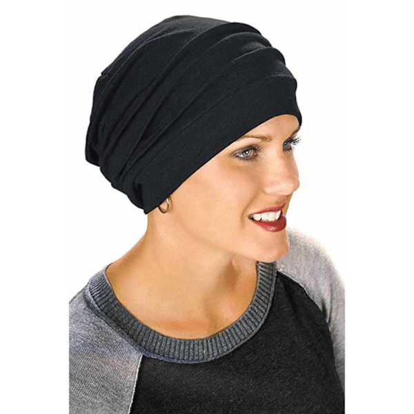 Kvinners muslimsk turban caps hijabs myk bomull hodeplagg elastisk søvn chemo caps hårtap hode skjerf vinter varme caps black