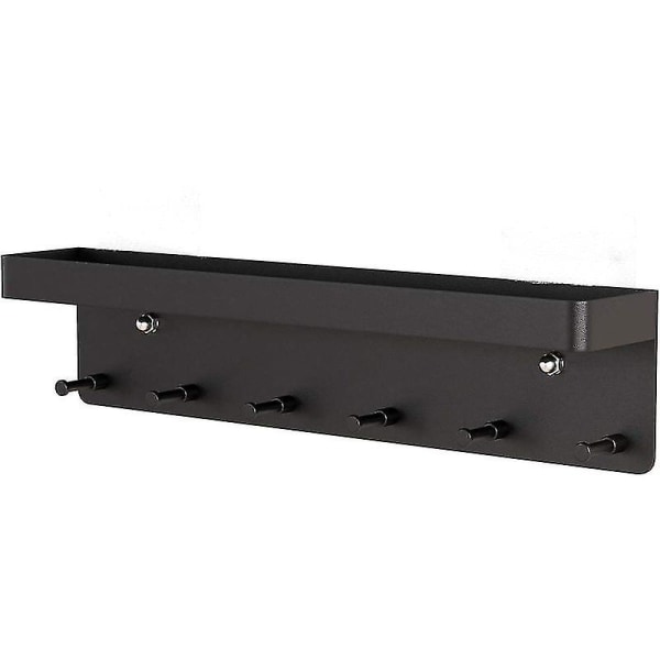 Nøgleholder / Organizer - Sort Nøgleholder Med Hylde, Selvklæbende Tastatur Opbevaring, Væghængt Organizer