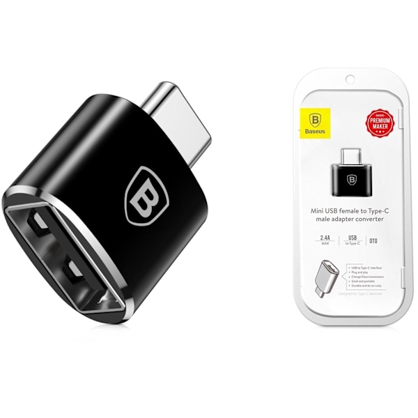 Baseus Adapter USB Hun til USB-A Han Aluminium SORT Sort