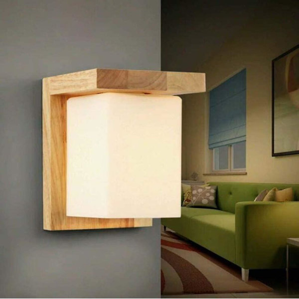 Vintage Væghængt Lampe Industriel Væghængt Lampe Træ Kunst