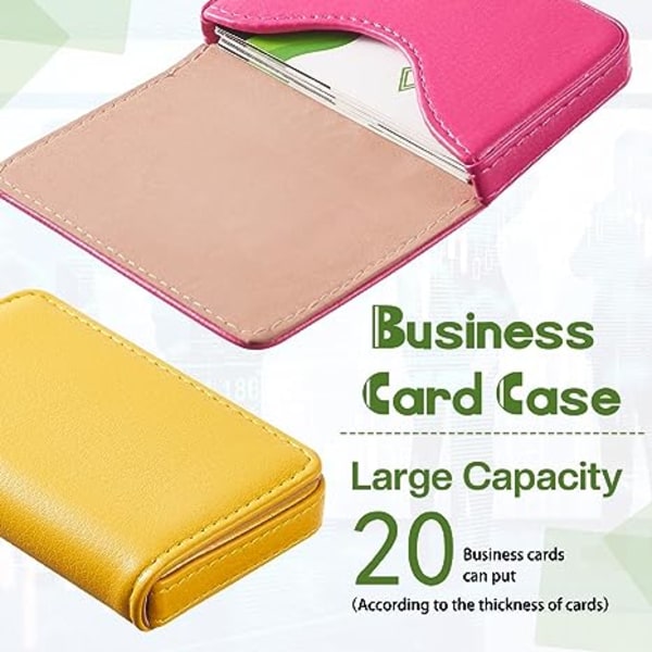 2 styks visitkortholder Visitkortpung PU-læderkortholder Lomme Business-navnekortholder med magnetisk lukket kreditkort-id-etui/pung