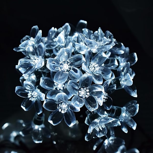 Solcellsstränglampor, 6,5m 50 LED Fairy Blossom Flower Juldekoration Belysning för Utomhus Hem Gräsmatta Trädgård Bröllop Uteplats Fest och Semester Dekoration
