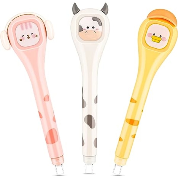 Vit korrigering med penna, söt snabbtorkande japansk vit penna med lättanvänd Kawaii pennformad applikator för skola hem kontor student barn Instan