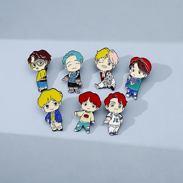 7 st Kpop Bts Brosch Nål Bts Cartoon Brosch För Kläder Ryggsäck Dekoration Present