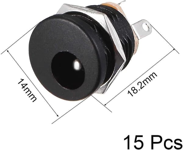 Dc-022 5,5mmx2,1mm Dc Strømforbindelse Stikkontakt 3-polet Hun Panelmontering Stik 15stk