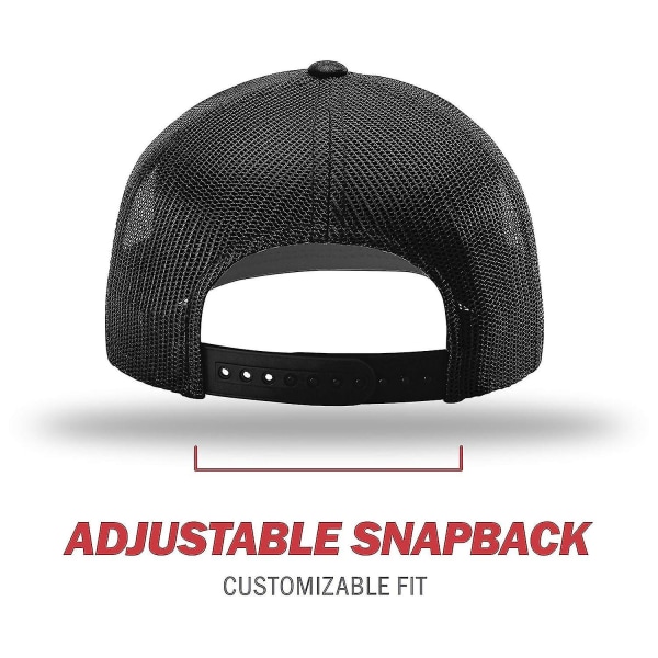 Unisex Trucker Justerbar Snapback Baseball Cap, Mesh Udendørs Let Bræt, Ensfarvet, Sort, 1 Pak