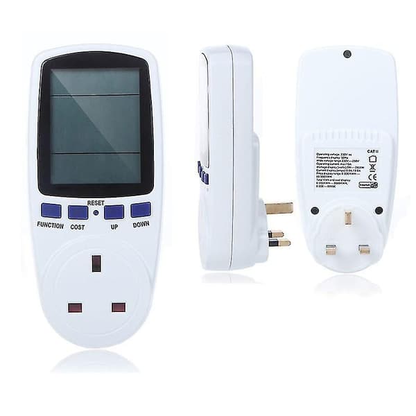 Strømbruksmonitor, strømforbruksmåler Energiovervåkingstimer Plug Watt Kwh Analyzer Plug-in med Lcd-skjerm