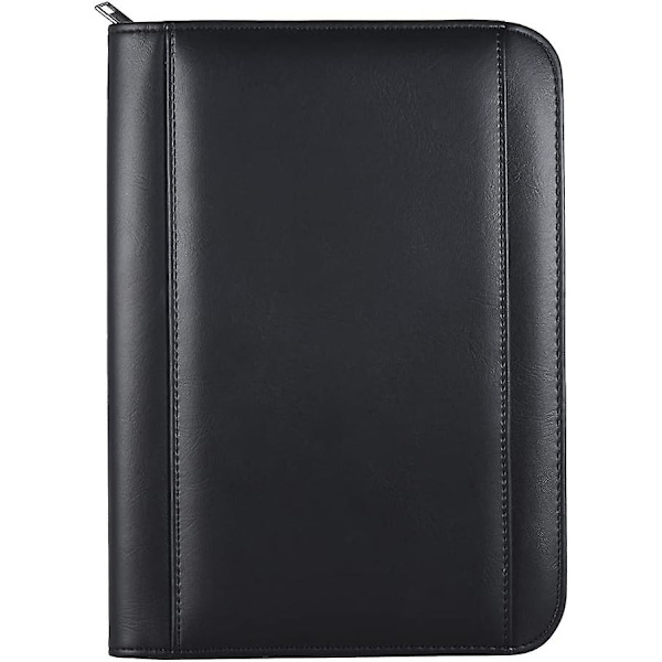 Bärbar professionell affärspärm Padfolio mapp dokumentväska arrangör A5 PU läder dragkedja stängning med miniräknare Ca